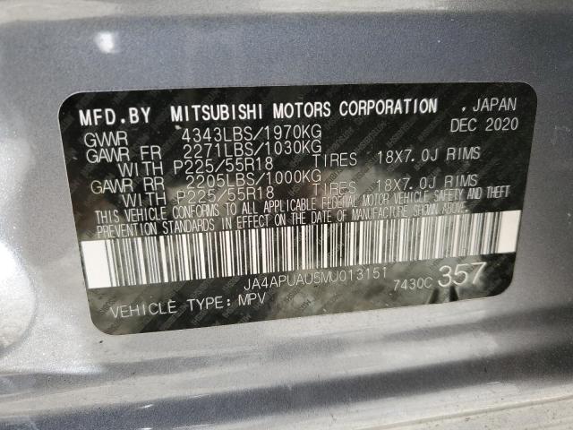 Photo 10 from auction – 2021 MITSUBISHI OUTLANDER with VIN JA4APUAU5MU013151