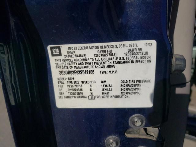Photo 10 from auction – 2003 BUICK RENDEZVOUS with VIN 3G5DB03E93S542186