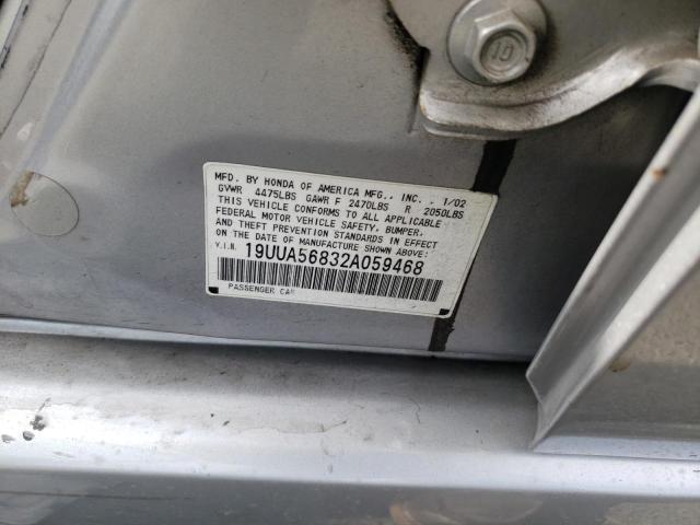 Photo 10 from auction – 2002 ACURA 3.2TL TYPE with VIN 19UUA56832A059468