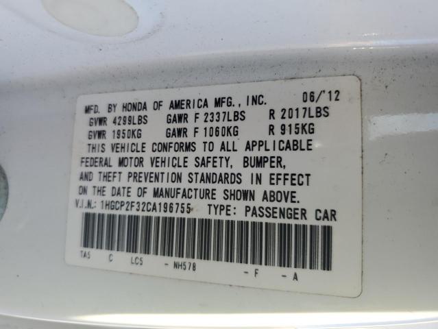 Photo 10 from auction – 2012 HONDA ACCORD LX with VIN 1HGCP2F32CA196755