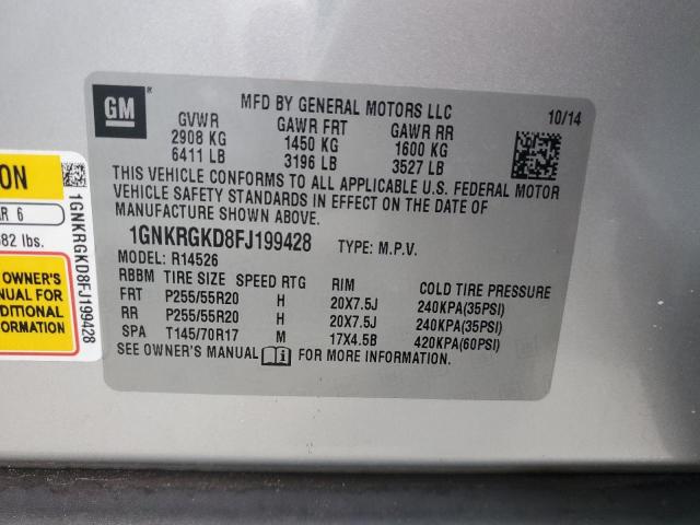 Photo 10 from auction – 2015 CHEVROLET TRAVERSE L with VIN 1GNKRGKD8FJ199428