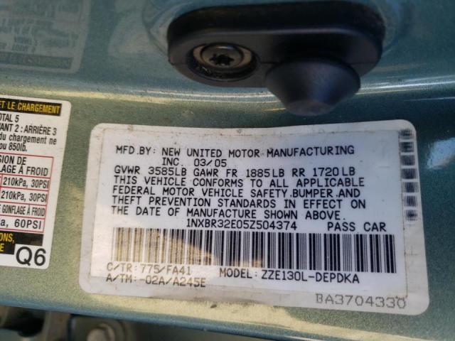 Photo 10 from auction – 2005 TOYOTA COROLLA CE with VIN 1NXBR32E05Z504374