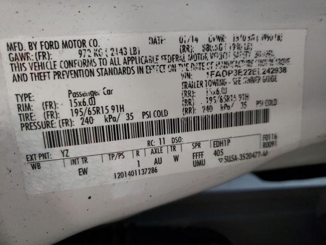 Photo 10 from auction – 2014 FORD FOCUS S with VIN 1FADP3E22EL242938