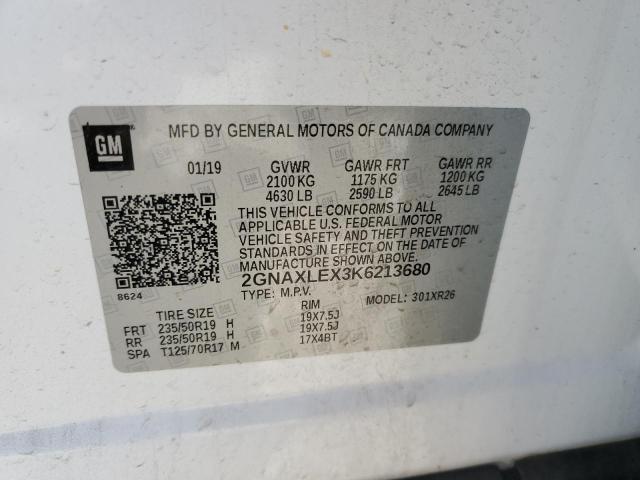 Photo 10 from auction – 2019 CHEVROLET EQUINOX LT with VIN 2GNAXLEX3K6213680