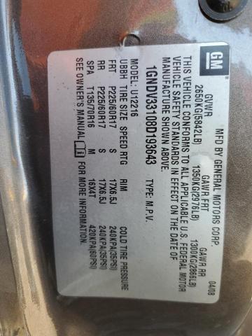 Photo 10 from auction – 2008 CHEVROLET UPLANDER L with VIN 1GNDV33108D193643
