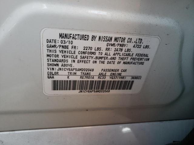 Photo 10 from auction – 2010 INFINITI G37 BASE with VIN JN1CV6AP5AM202049