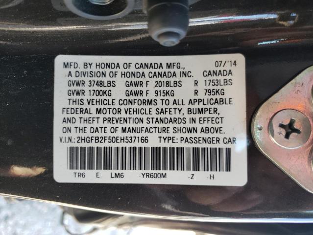 Photo 10 from auction – 2014 HONDA CIVIC LX with VIN 2HGFB2F50EH537166
