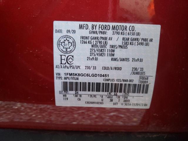 Photo 10 from auction – 2020 FORD EXPLORER S with VIN 1FM5K8GC6LGD10451