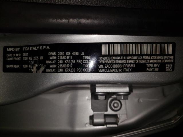 Photo 10 from auction – 2017 JEEP RENEGADE L with VIN ZACCJBBB6HPF86861