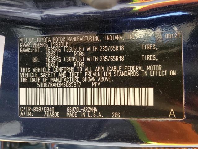 Photo 10 from auction – 2021 TOYOTA HIGHLANDER with VIN 5TDGZRAH3MS085917