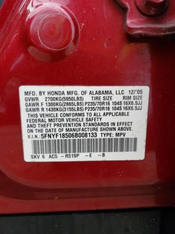 Photo 10 from auction – 2006 HONDA PILOT EX with VIN 5FNYF18506B008133