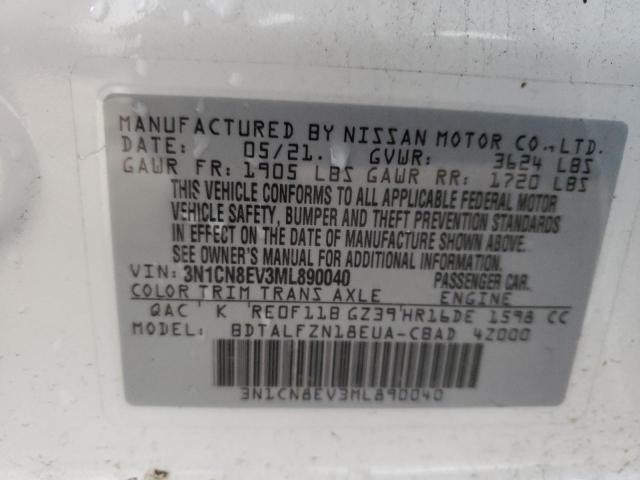 Photo 10 from auction – 2021 NISSAN VERSA SV with VIN 3N1CN8EV3ML890040