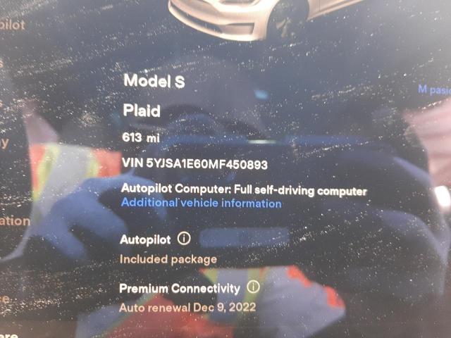 Photo 8 from auction – 2021 TESLA MODEL S with VIN 5YJSA1E60MF450893