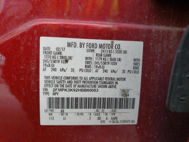 Photo 10 from auction – 2017 FORD EDGE TITAN with VIN 2FMPK3K92HBB60053