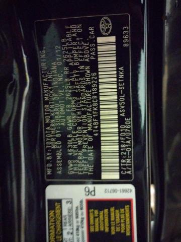 Photo 10 from auction – 2012 TOYOTA CAMRY BASE with VIN 4T4BF1FK8CR189226