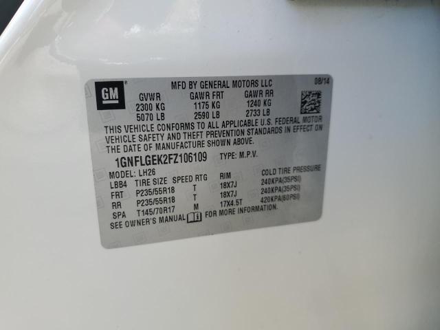 Photo 10 from auction – 2015 CHEVROLET EQUINOX LT with VIN 1GNFLGEK2FZ106109