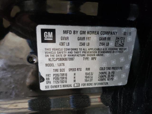 Photo 10 from auction – 2019 CHEVROLET TRAX 1LT with VIN KL7CJPSB0KB870997
