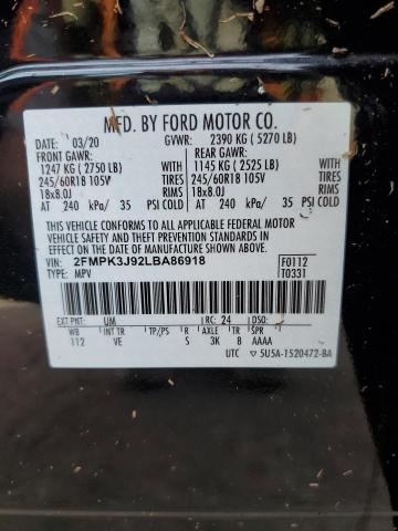 Photo 10 from auction – 2020 FORD EDGE SEL with VIN 2FMPK3J92LBA86918