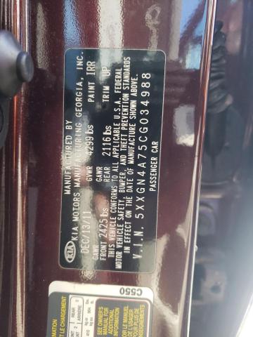 Photo 10 from auction – 2012 KIA OPTIMA EX with VIN 5XXGN4A75CG034988