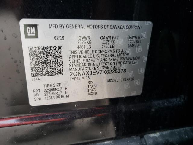 Photo 10 from auction – 2019 CHEVROLET EQUINOX LT with VIN 2GNAXJEV7K6235278