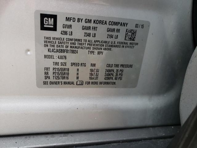 Photo 10 from auction – 2015 BUICK ENCORE with VIN KL4CJASB9FB170024