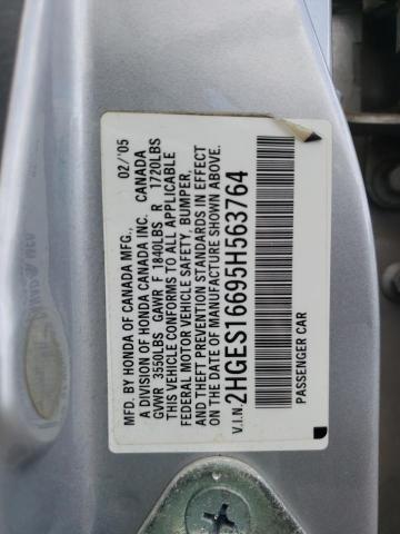 Photo 10 from auction – 2005 HONDA CIVIC LX with VIN 2HGES16695H563764