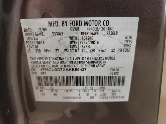 Photo 10 from auction – 2010 FORD ESCAPE with VIN 1FMCU0D7XAKB56427