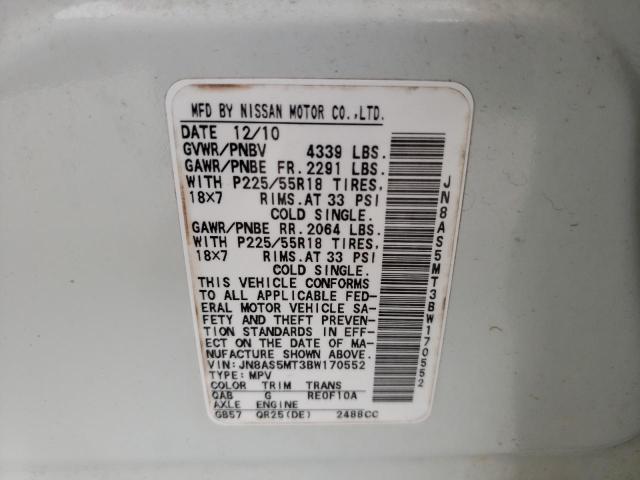 Photo 10 from auction – 2011 NISSAN ROGUE S with VIN JN8AS5MT3BW170552