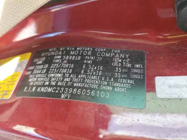 Photo 10 from auction – 2008 HYUNDAI ENTOURAGE with VIN KNDMC233986056103