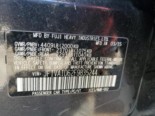 Photo 10 from auction – 2015 SUBARU WRX PREMIU with VIN JF1VA1D62F9835244