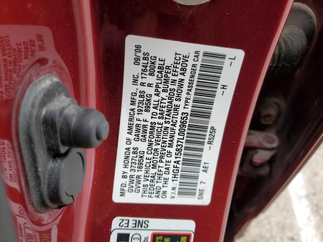 Photo 10 from auction – 2007 HONDA CIVIC EX with VIN 1HGFA15837L009653