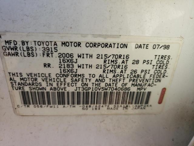 Photo 10 from auction – 1998 TOYOTA RAV4 with VIN JT3GP10V5W7040686