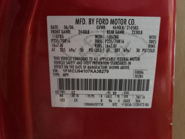 Photo 10 from auction – 2007 FORD ESCAPE LIM with VIN 1FMCU94107KA38279