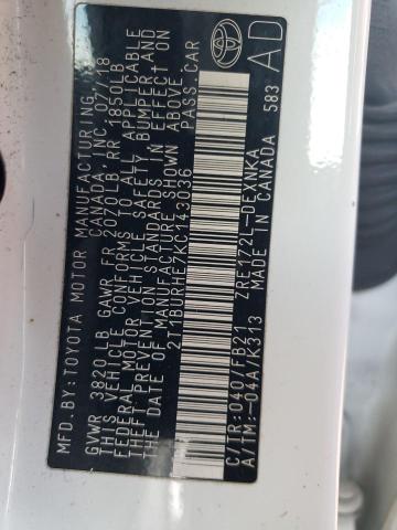 Photo 10 from auction – 2019 TOYOTA COROLLA L with VIN 2T1BURHE7KC143036