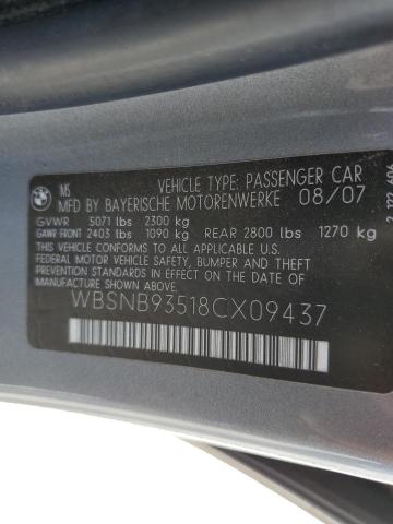 Photo 10 from auction – 2008 BMW M5 with VIN WBSNB93518CX09437