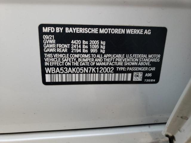Photo 10 from auction – 2022 BMW 228I with VIN WBA53AK05N7K12002