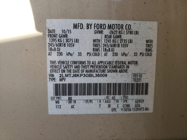 Photo 10 from auction – 2016 LINCOLN MKX SELECT with VIN 2LMTJ8KP3GBL36009