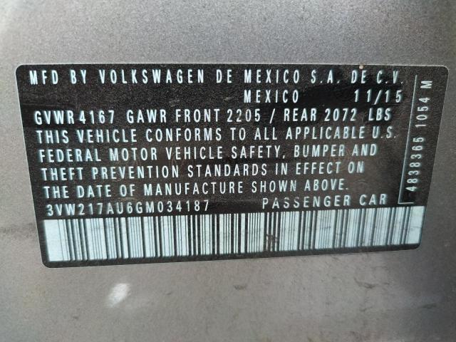 Photo 10 from auction – 2016 VOLKSWAGEN JETTA with VIN 3VW217AU6GM034187