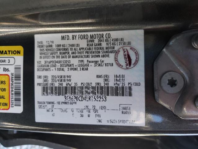 Photo 10 from auction – 2020 FORD FUSION SEL with VIN 3FA6P0CD4LR153253