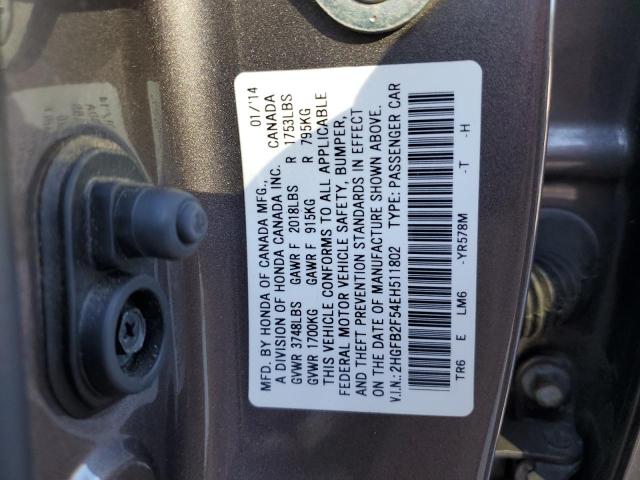 Photo 10 from auction – 2014 HONDA CIVIC LX with VIN 2HGFB2F54EH511802
