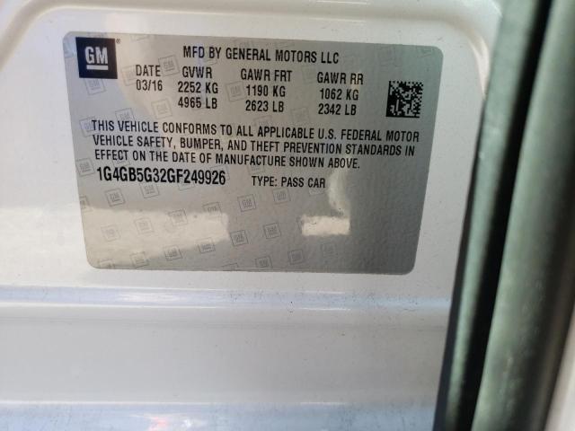 Photo 10 from auction – 2016 BUICK LACROSSE with VIN 1G4GB5G32GF249926