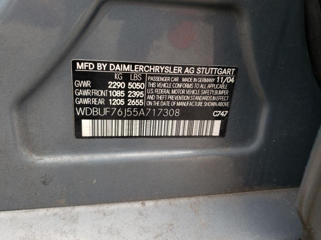 Photo 10 from auction – 2005 MERCEDES-BENZ E 55 AMG with VIN WDBUF76J55A717308