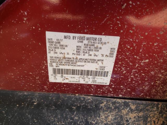 Photo 10 from auction – 2017 FORD EXPLORER L with VIN 1FM5K7F87HGC34107