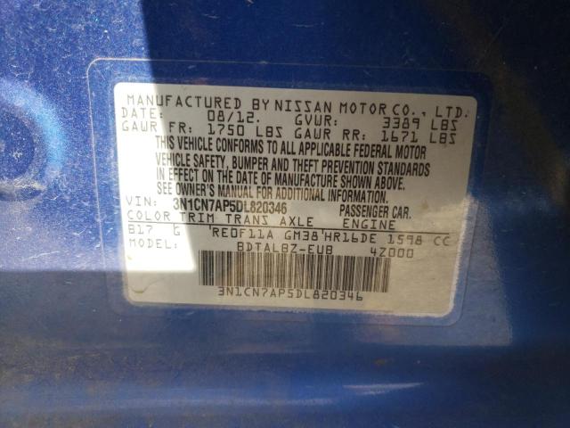Photo 10 from auction – 2013 NISSAN VERSA S with VIN 3N1CN7AP5DL820346