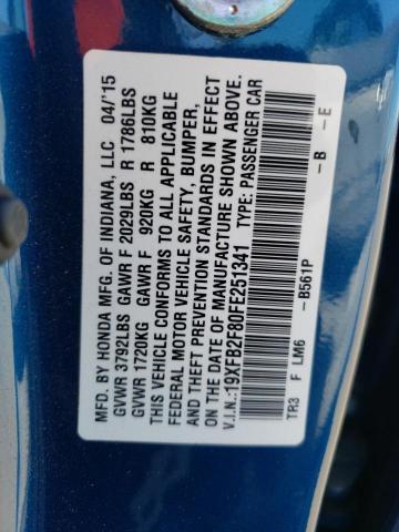 Photo 10 from auction – 2015 HONDA CIVIC EX with VIN 19XFB2F80FE251341