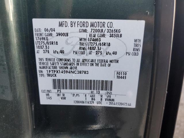 Photo 10 from auction – 2004 FORD F150 with VIN 1FTPX14594NC38783