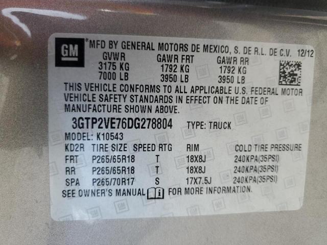 Photo 10 from auction – 2013 GMC SIERRA K15 with VIN 3GTP2VE76DG278804