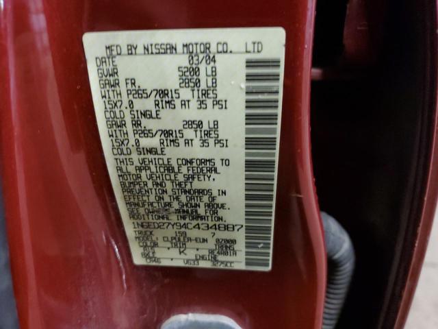 Photo 10 from auction – 2004 NISSAN FRONTIER C with VIN 1N6ED27Y94C434887
