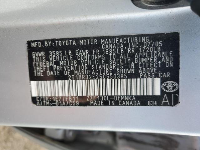 Photo 10 from auction – 2005 TOYOTA COROLLA CE with VIN 2T1BR32E25C550385