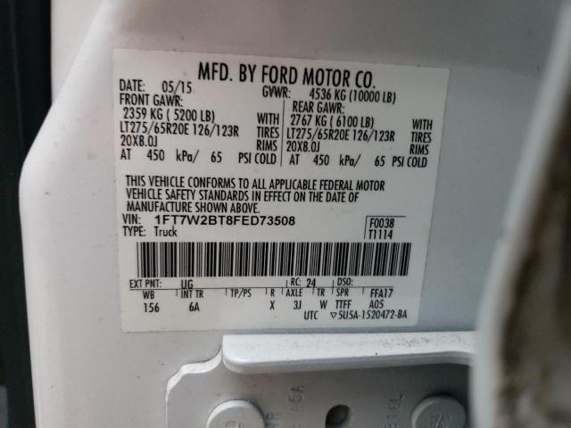 Photo 10 from auction – 2015 FORD F250 SUPER with VIN 1FT7W2BT8FED73508